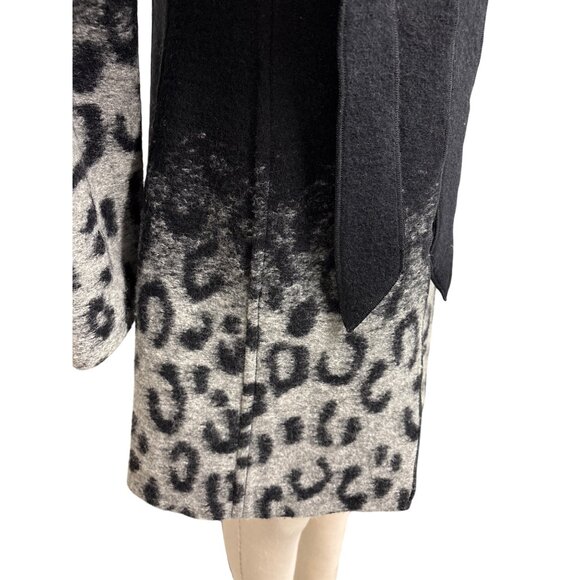 Tribal Wool Blend Black and Leopard Ombre Button-Up Coat Size 2 - Picture 5 of 13